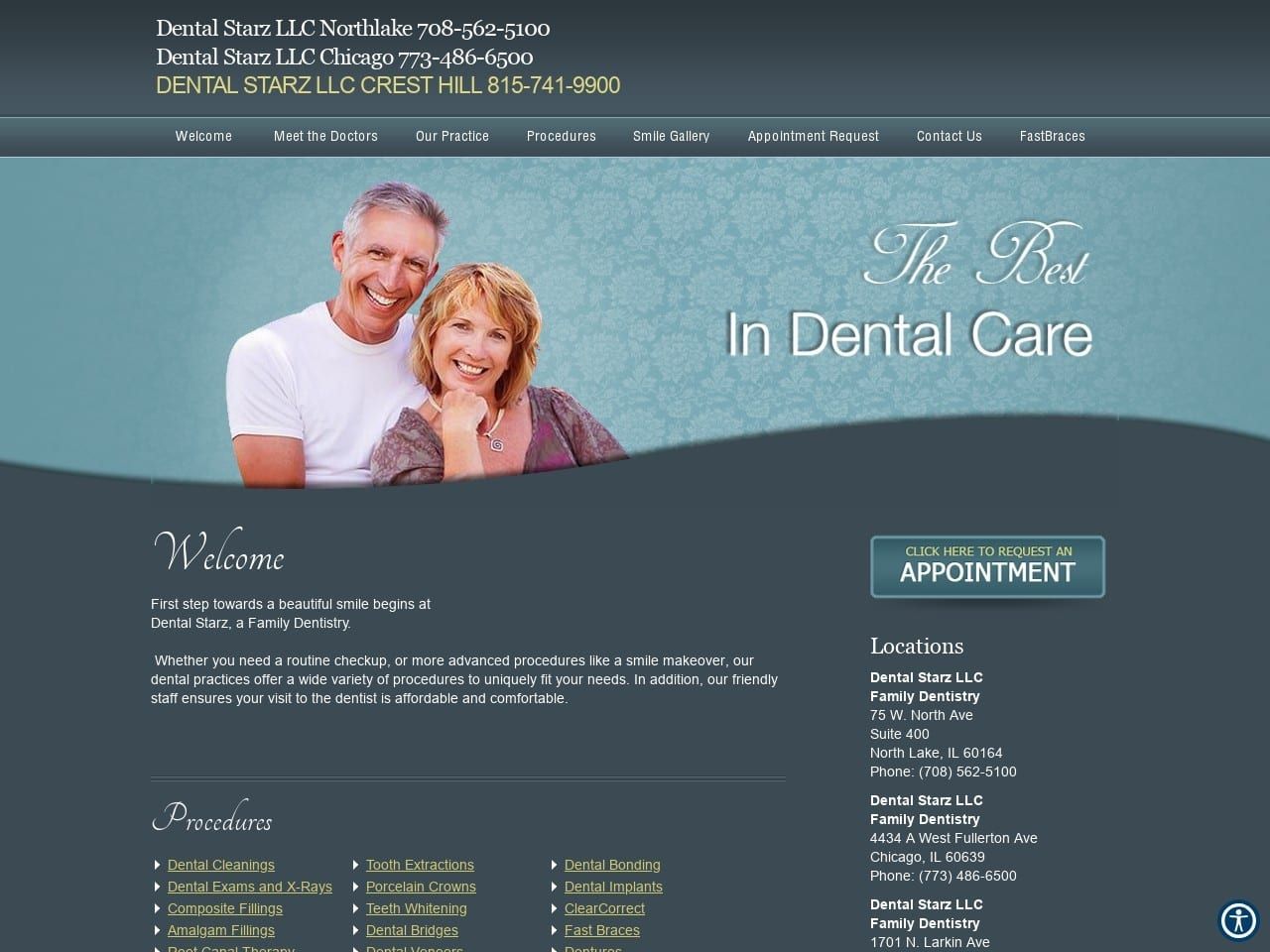 Dental Starz LLC Website Screenshot from dentalstarz.org