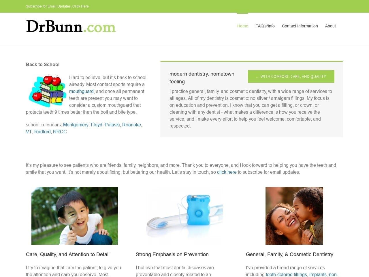 Steven T. Bunn DDS Website Screenshot from drbunn.com