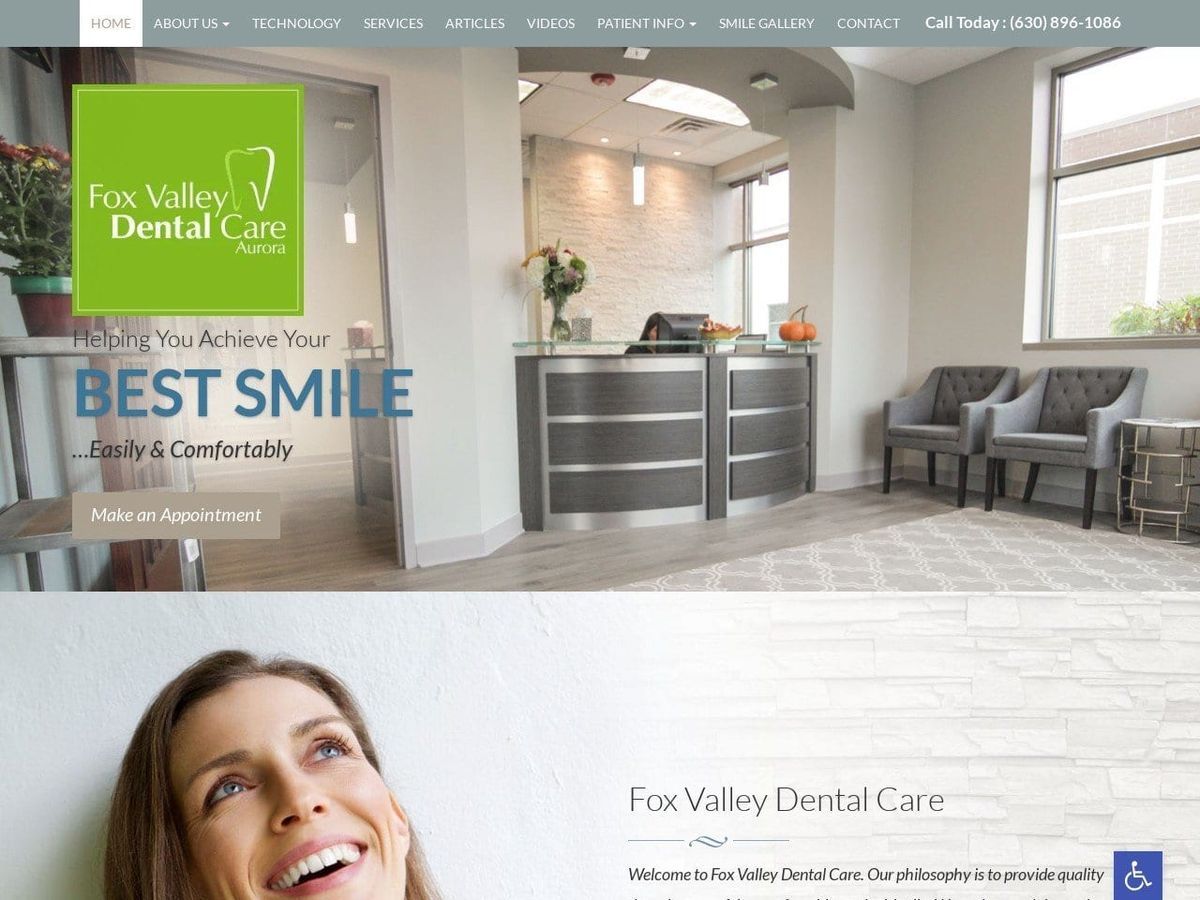 Fox Valley Dental Care Website Screenshot from foxvalleydental.com
