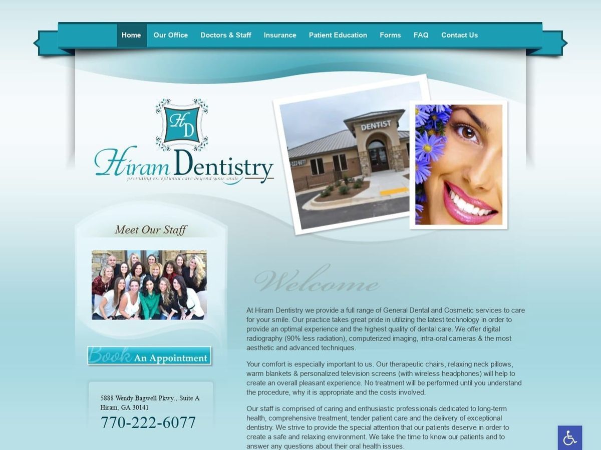 Hiram Dentist Website Screenshot from hiramdentistry.com
