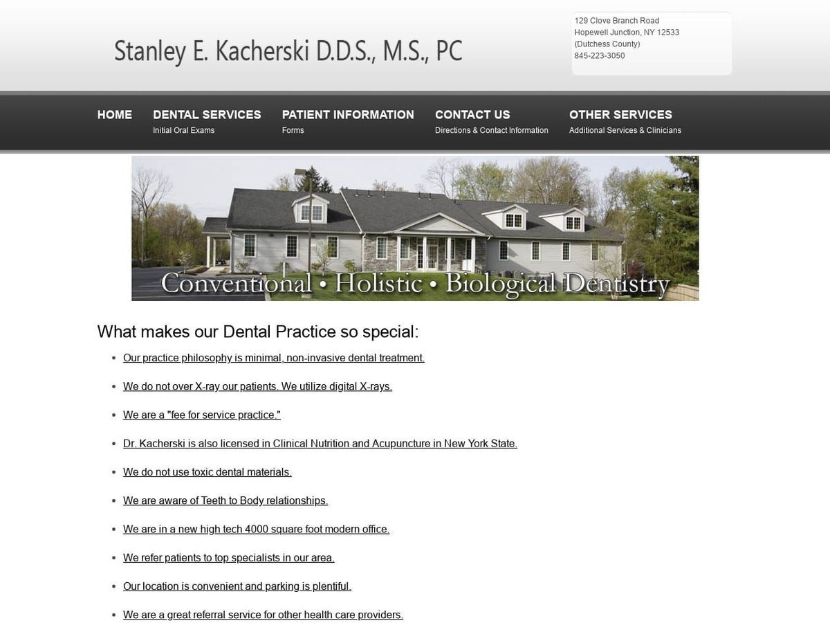 Kacherski Stanley E DDS Website Screenshot from hopewelldentist.com