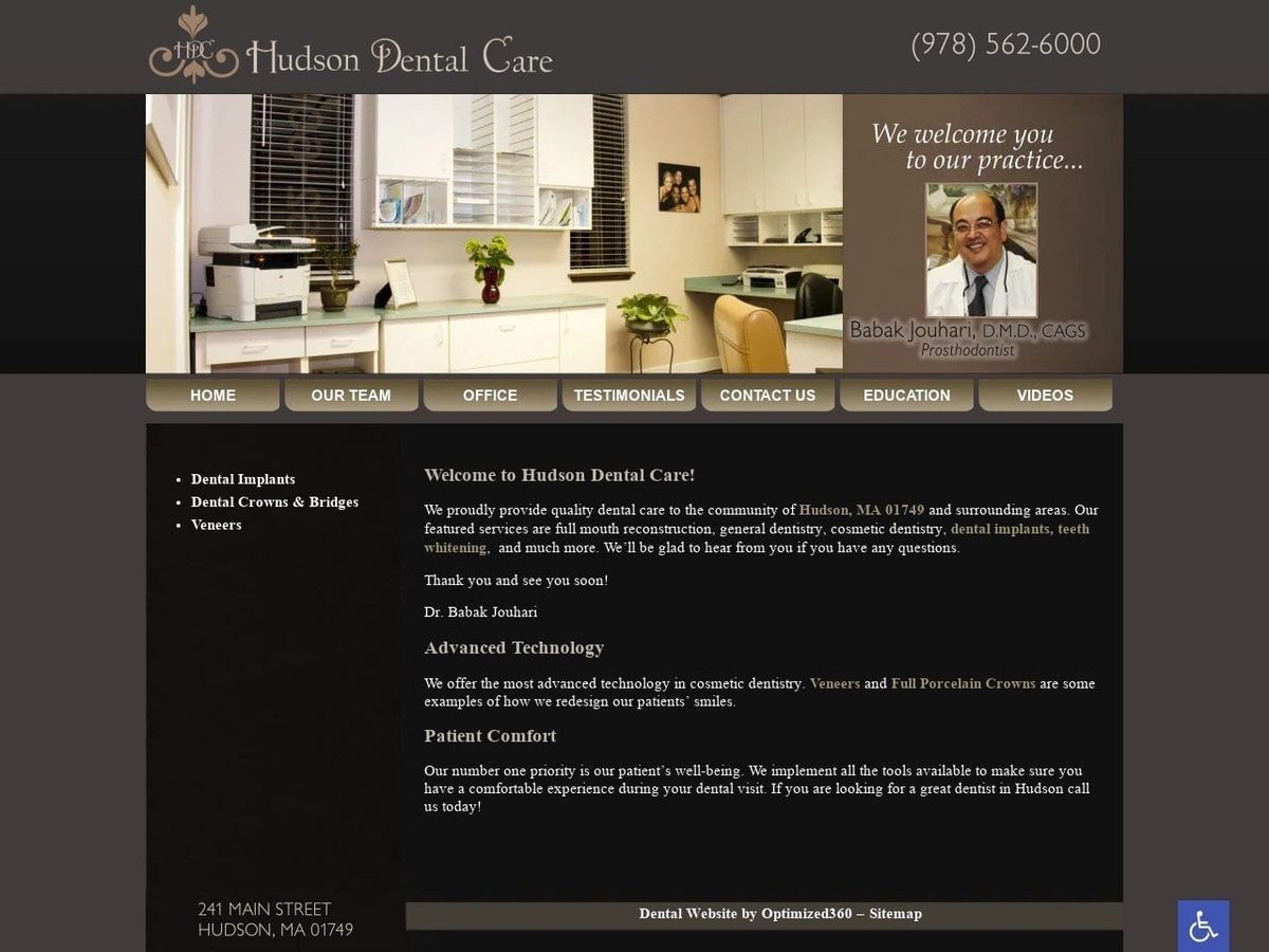 Hudson Dental Care Website Screenshot from hudsondentalcare.net