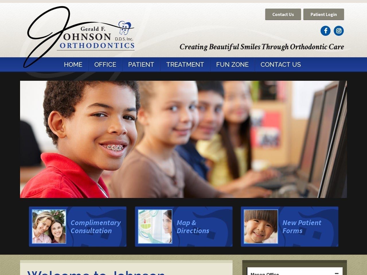 Johnson Website Screenshot from johnson-orthodontics.com