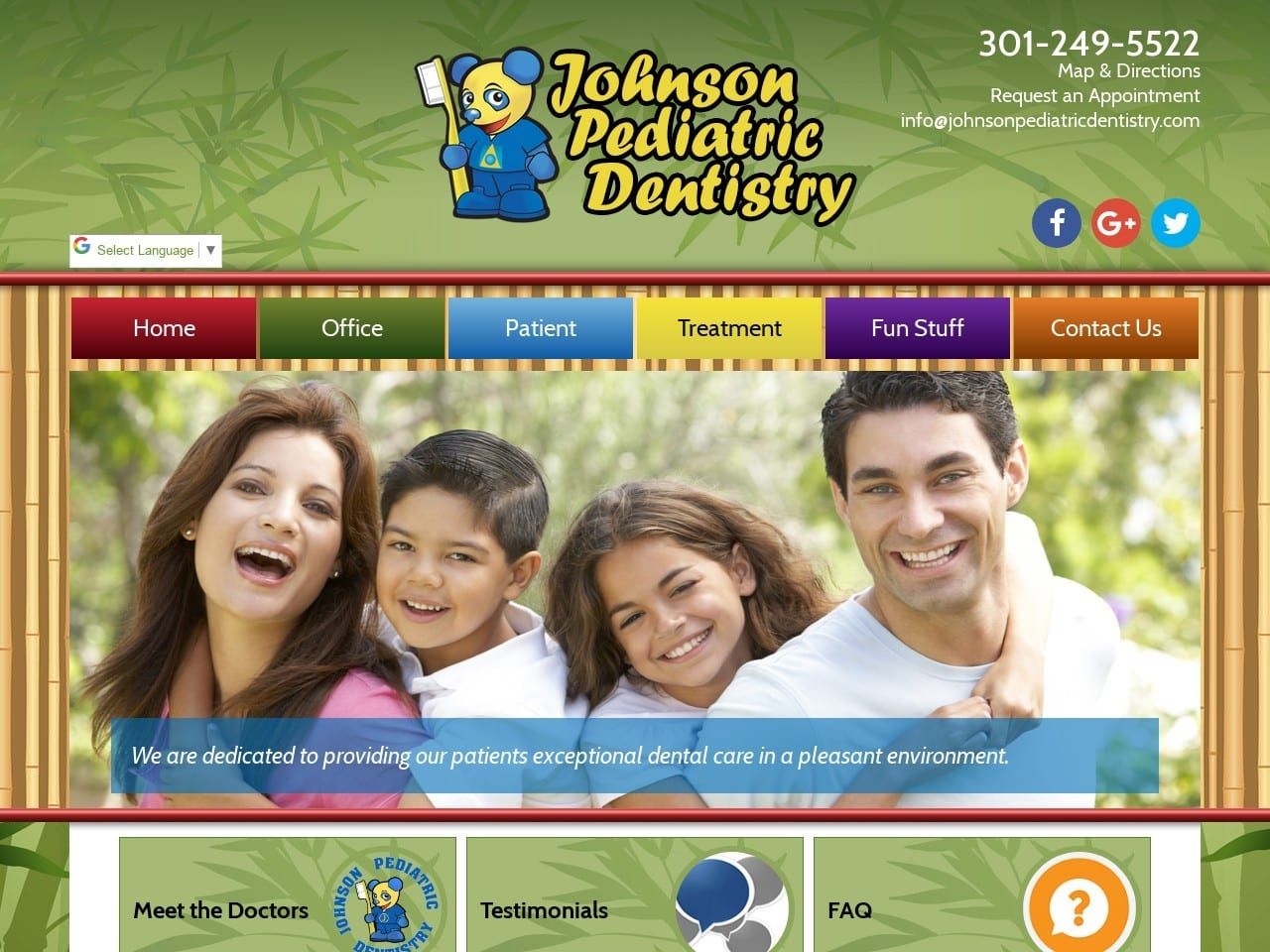 A Johnson Pediatric Website Screenshot from johnsonpediatricdentistry.com