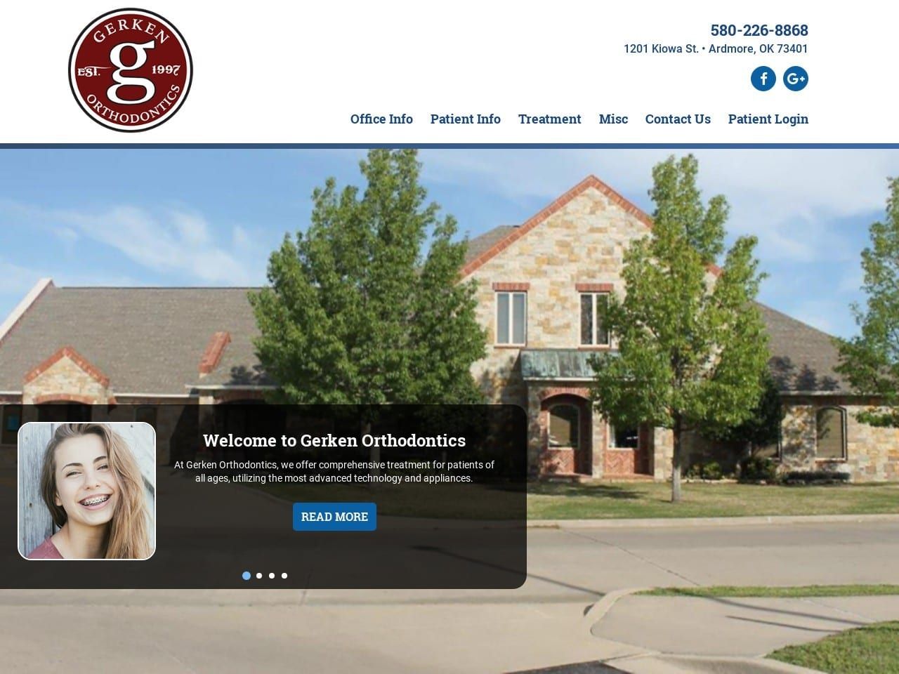 Gerken Orthodontics Website Screenshot from justbraceit.com