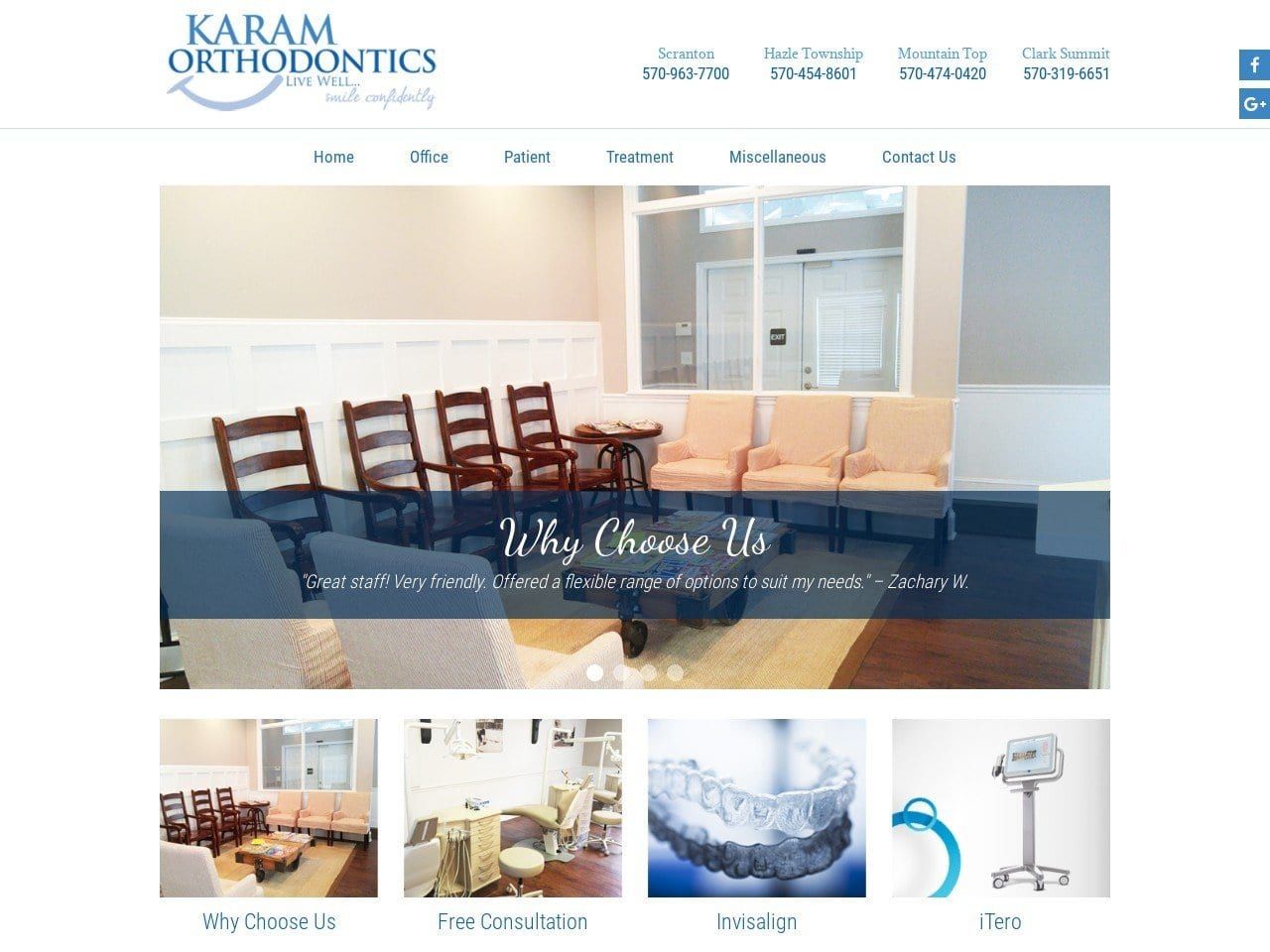 Karam Orthodontics Dr. Joseph R. Karam DMD Website Screenshot from karamortho.com