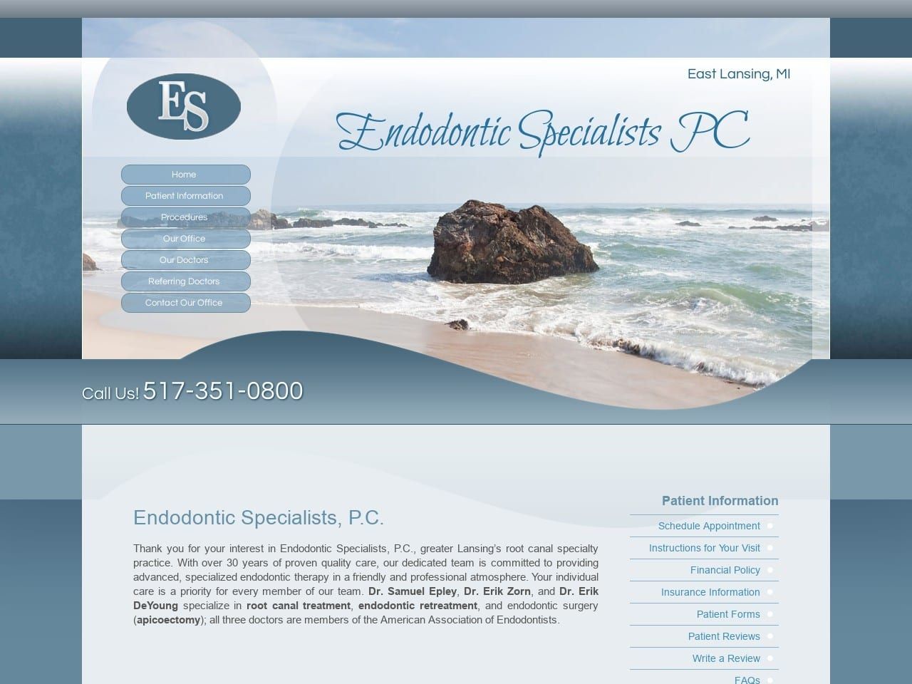 Endodontic Specialists Website Screenshot from lansingrootcanal.com