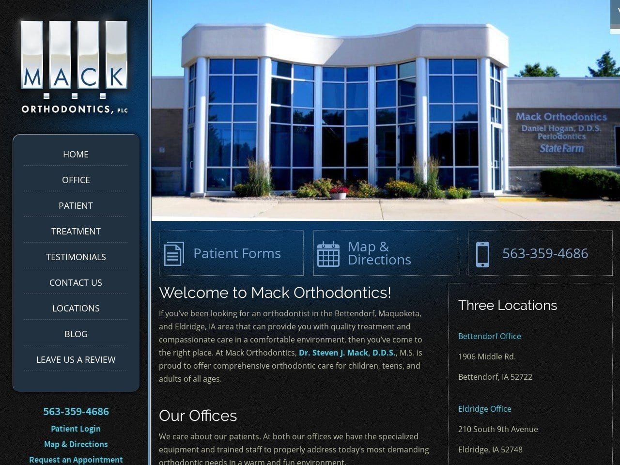 Mack Orthodontics Website Screenshot from mackorthodontics.com