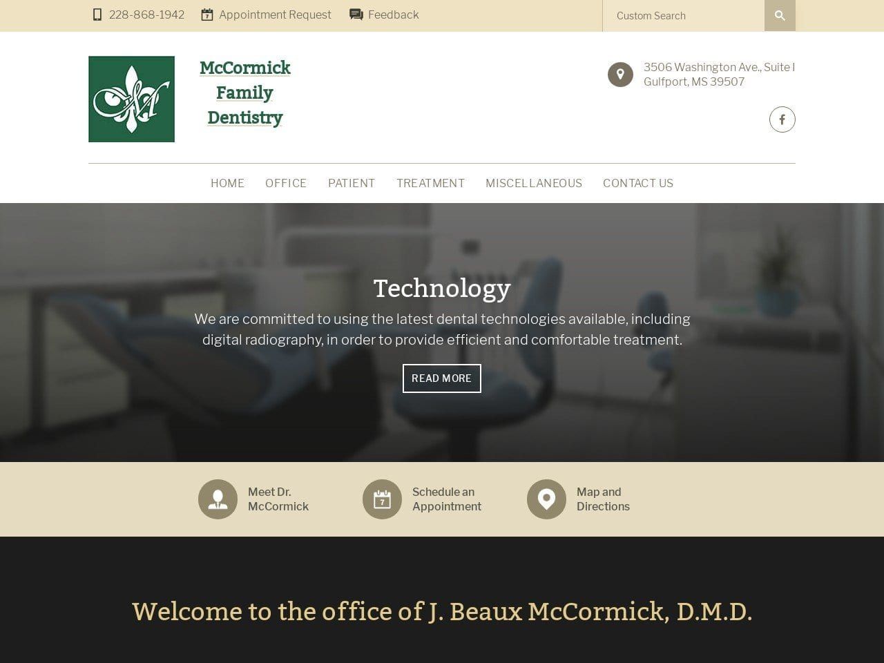 Mc Cormick Family Dentist Website Screenshot from mccormickfamilydentistry.com