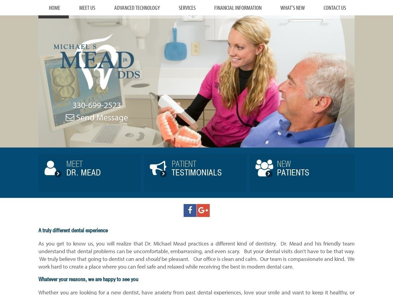 Michael S. Mead Jr. DDS Inc. Website Screenshot from michaelmeaddds.com