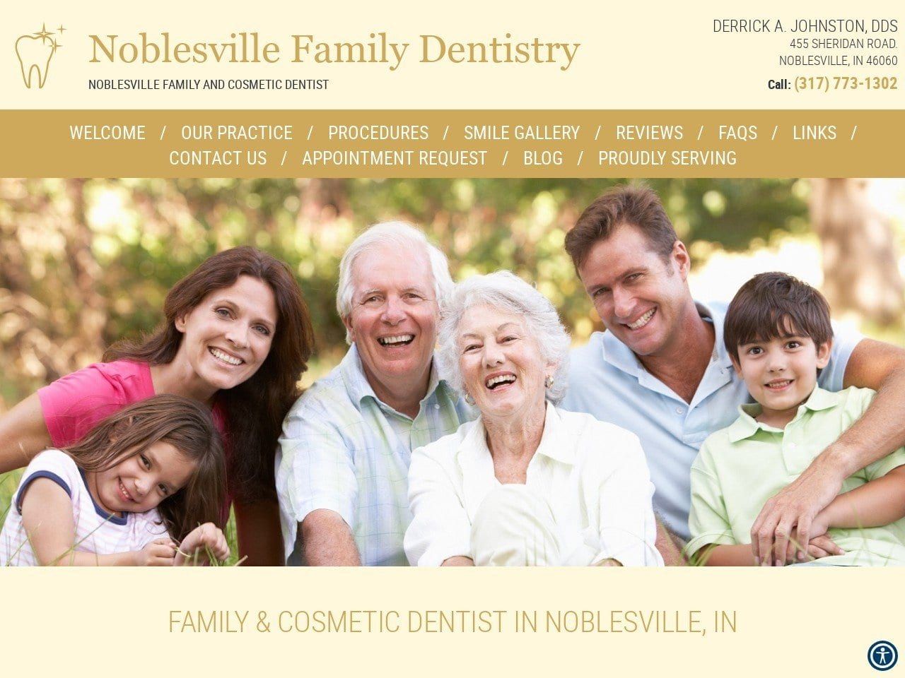 Noblesville Family Dentist Website Screenshot from noblesvillefamilydentistry.com