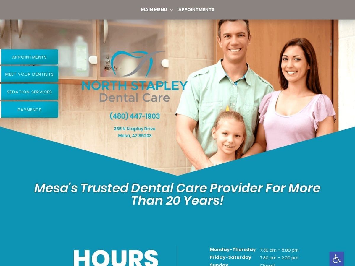 North Stapley Dental Care Website Screenshot from northstapleydentalcare.com