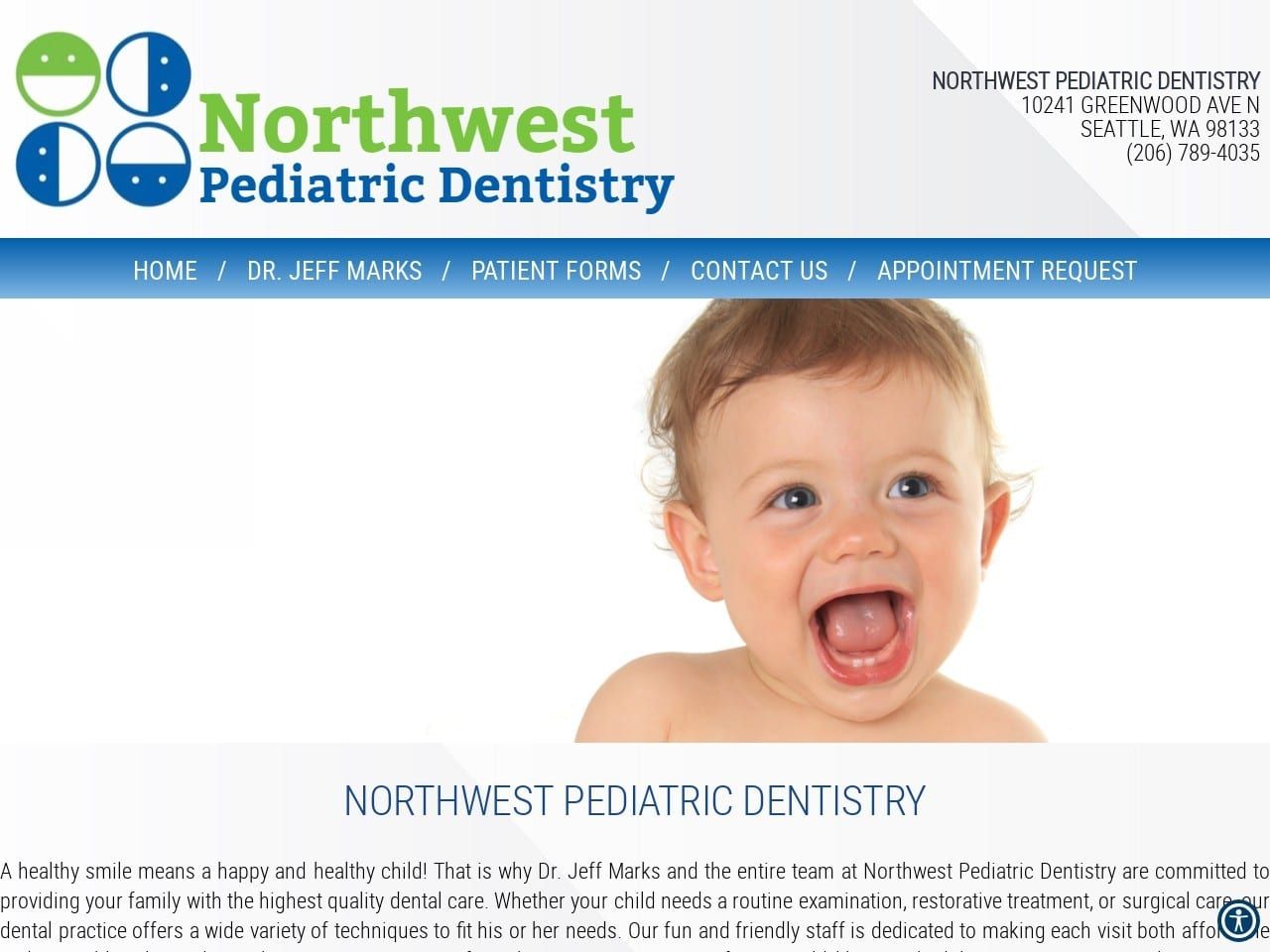 N W Pediatric Dentist Website Screenshot from northwestpediatricdentistry.com
