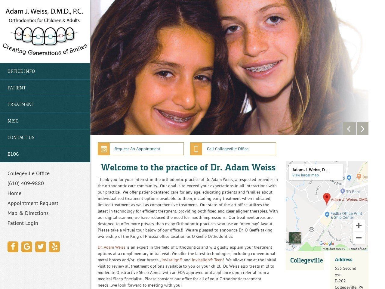 Adam J. Weiss D.M.D. P.C. Website Screenshot from orthodontists.com