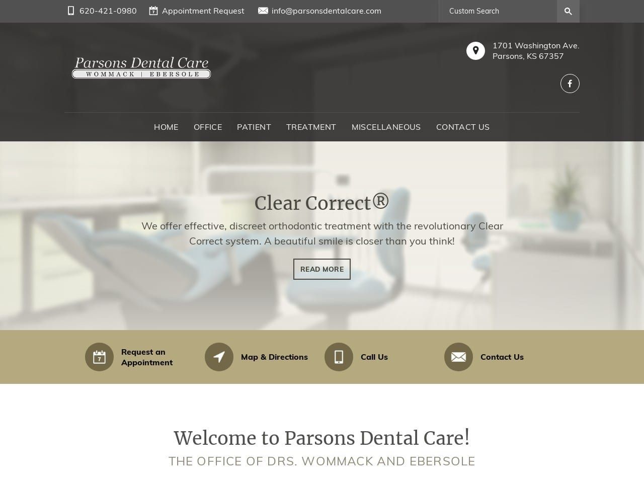 Parsons Dental Care Website Screenshot from parsonsdentalcare.com