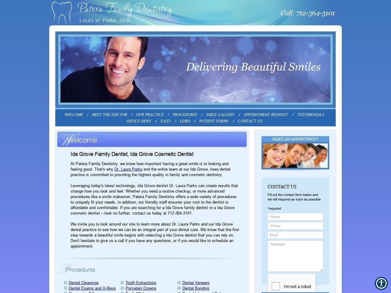 Patera Family Dentistry Website Screenshot from paterafamilydentistry.com