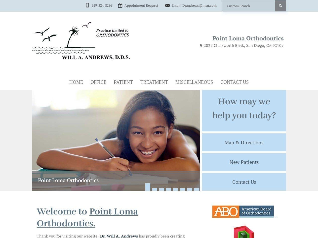 Point Loma Orthodontics Website Screenshot from pointlomaorthodontics.com