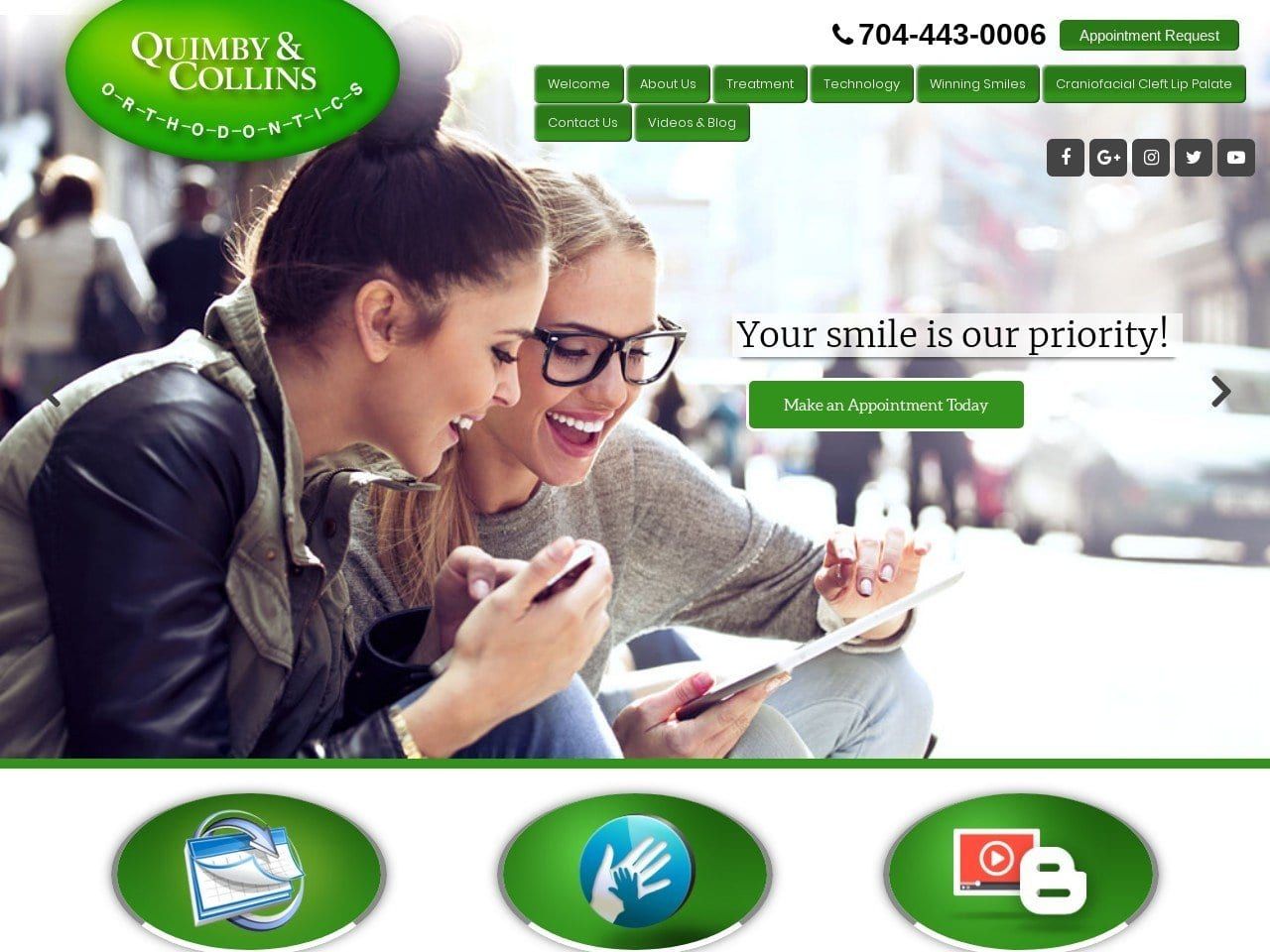 Quimby Dentist Website Screenshot from quimbyandcollins.com