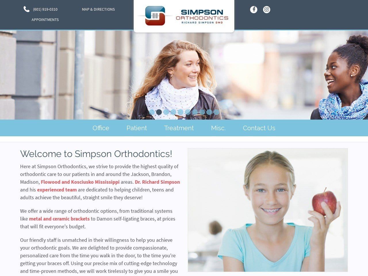 Simpson Orthodontics Website Screenshot from simpsonortho.com