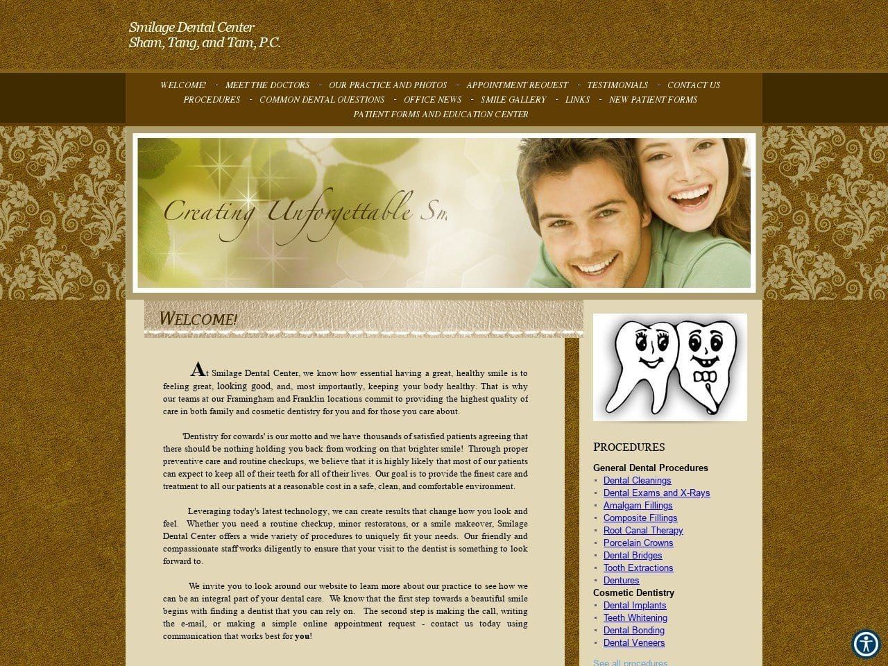 Smilage Dental Center Website Screenshot from smilagecenter.com