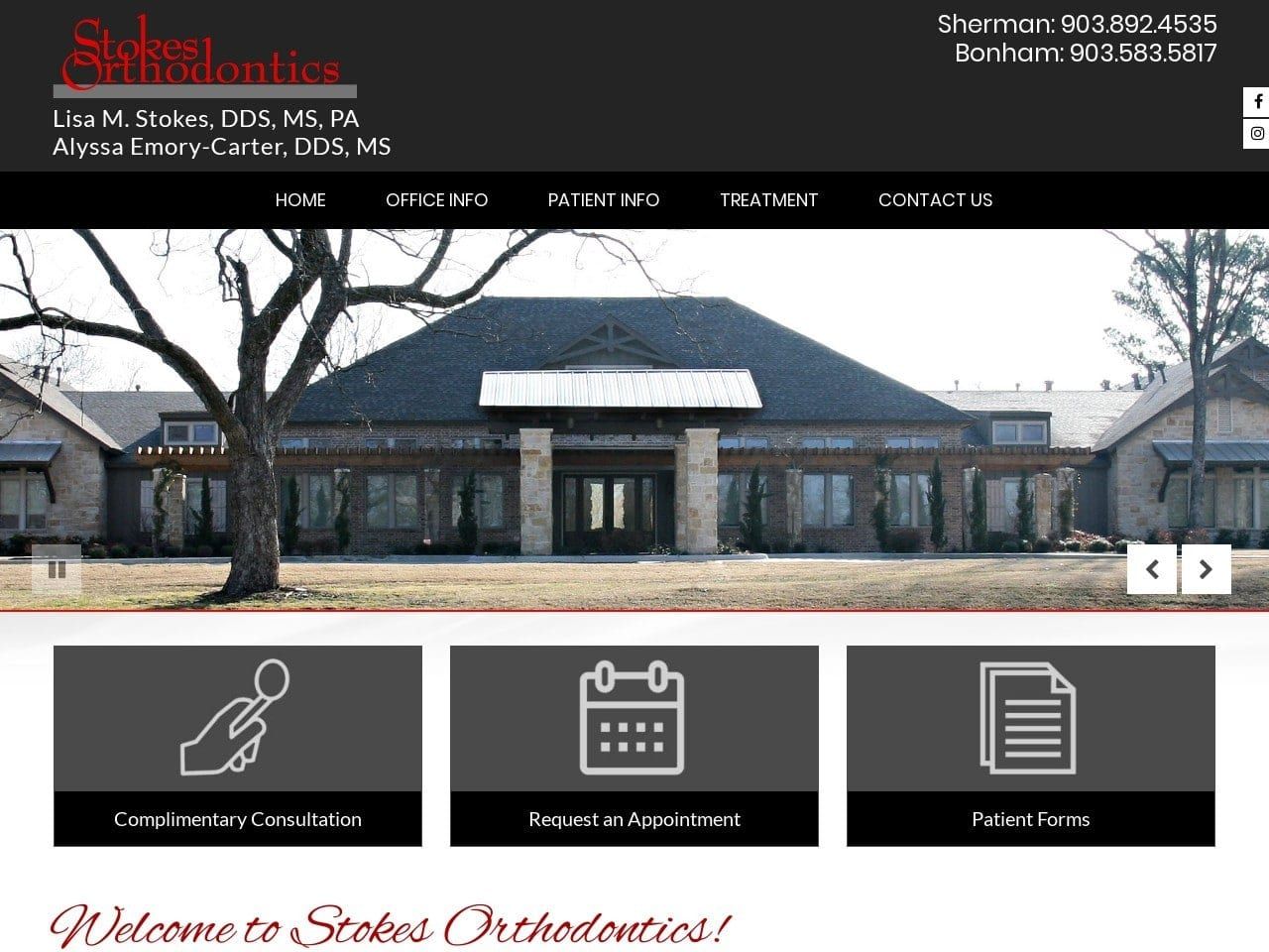 Stokes Orthodontics Website Screenshot from stokesorthodontics.com