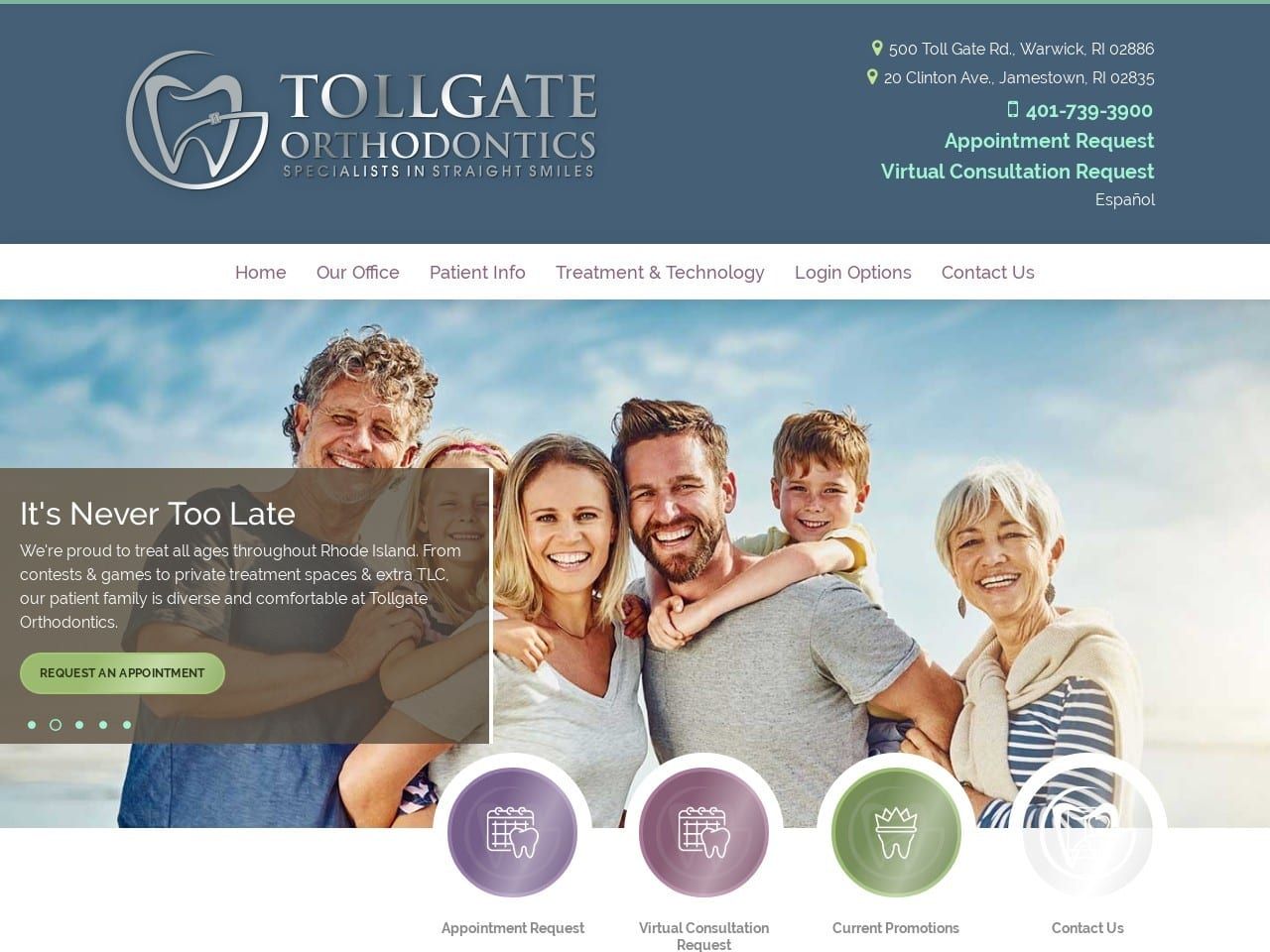 Tollgate Orthodontics Website Screenshot from tollgateorthodontics.com