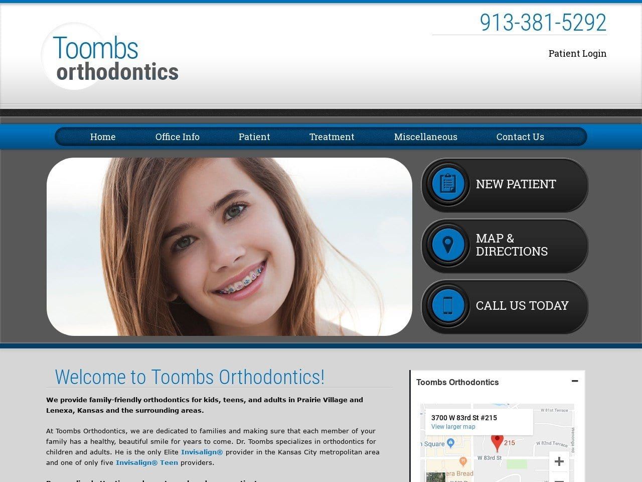 Toombs Kelly H DDS Website Screenshot from toombsorthodontics.com