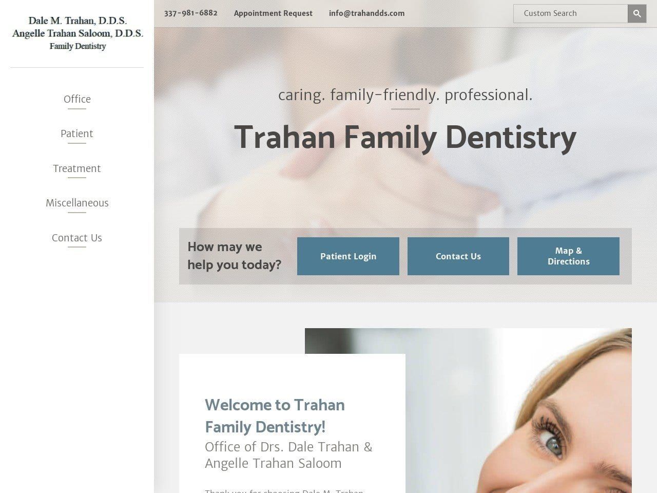 Trahan Dale DDS Website Screenshot from trahandds.com