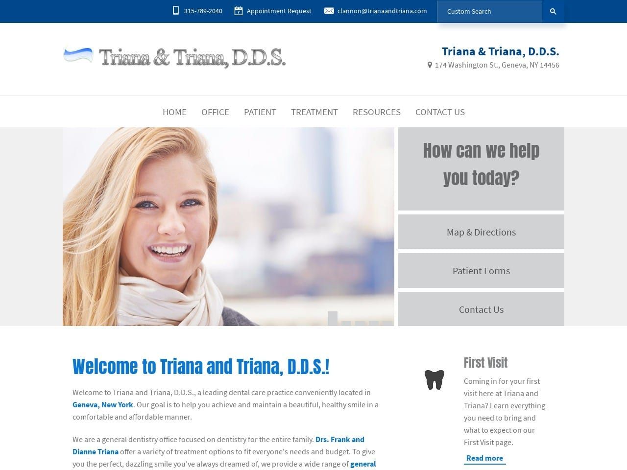 Triana Dentist Website Screenshot from trianaandtriana.com