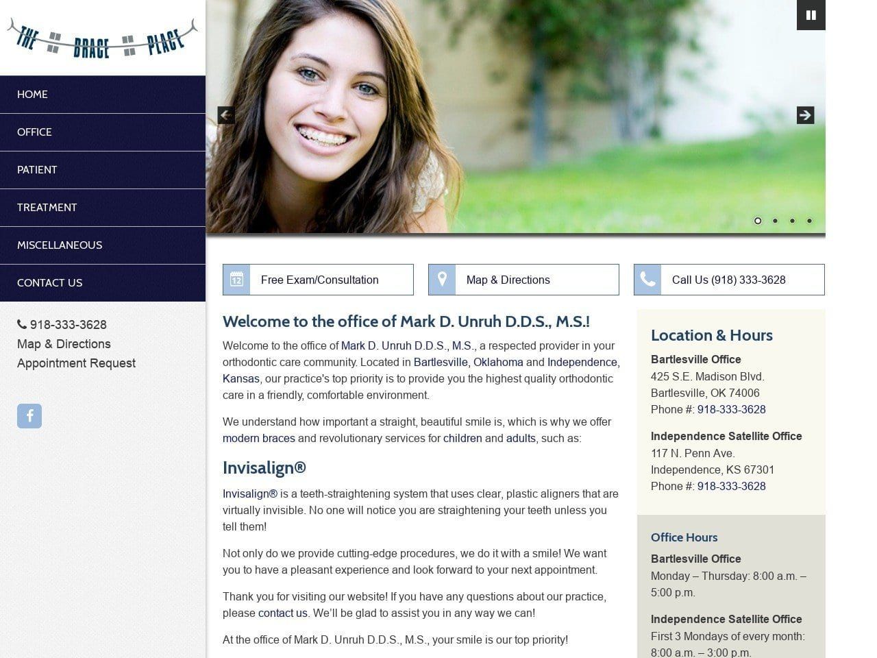 Mark D. Unruh DDS MS Website Screenshot from unruhortho.com