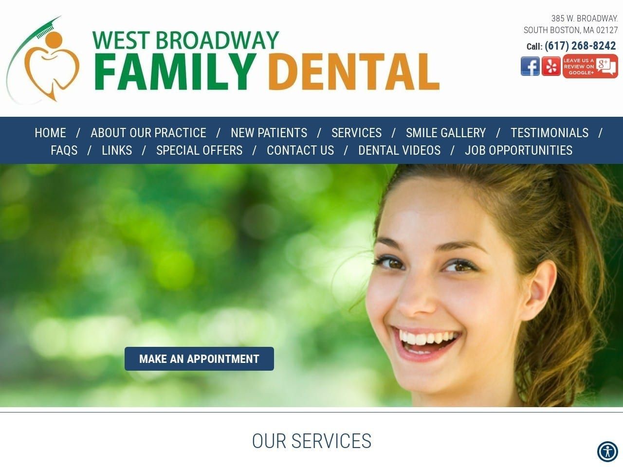West Broadway Family Dental Website Screenshot from wbfamilydental.com