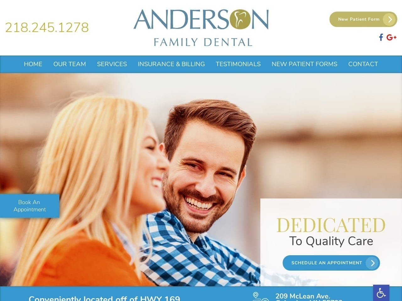 Andersonfamilydentalmn site screenshot