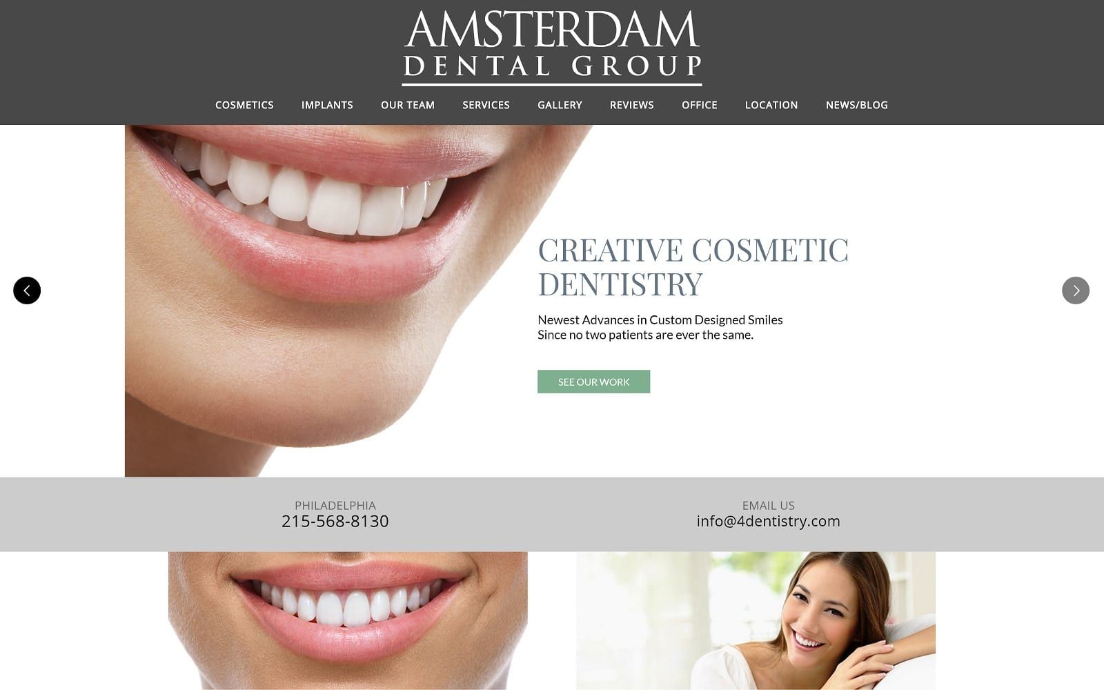 The Screenshot of Amsterdam Dental Group | Cosmetic Dentists of Philadelphia amsterdamdentalgroup.com/philadelphia Website
