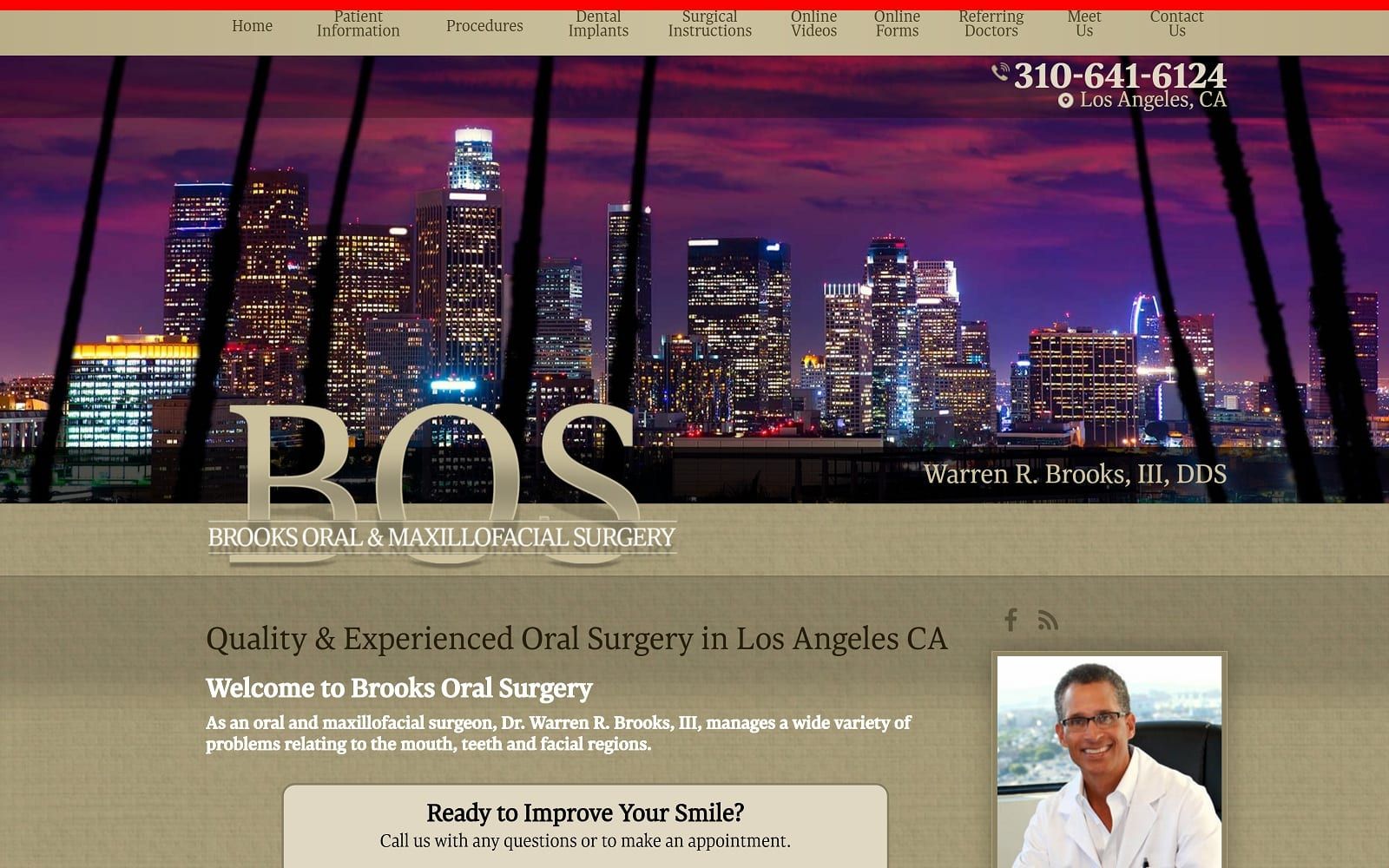 The Screenshot of Brooks Oral Surgery brooksoralsurgery.com Dr. Warren Brooks Website 