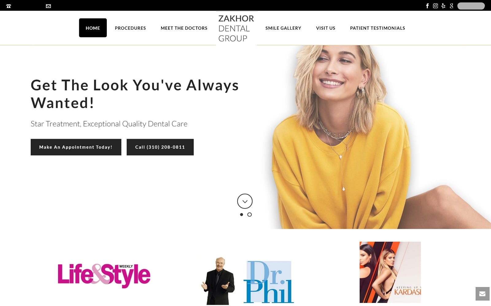 The Screenshot of Zakhor Dental Group - Los Angeles Top Cosmetic Dentist dentalwestwood.com Website