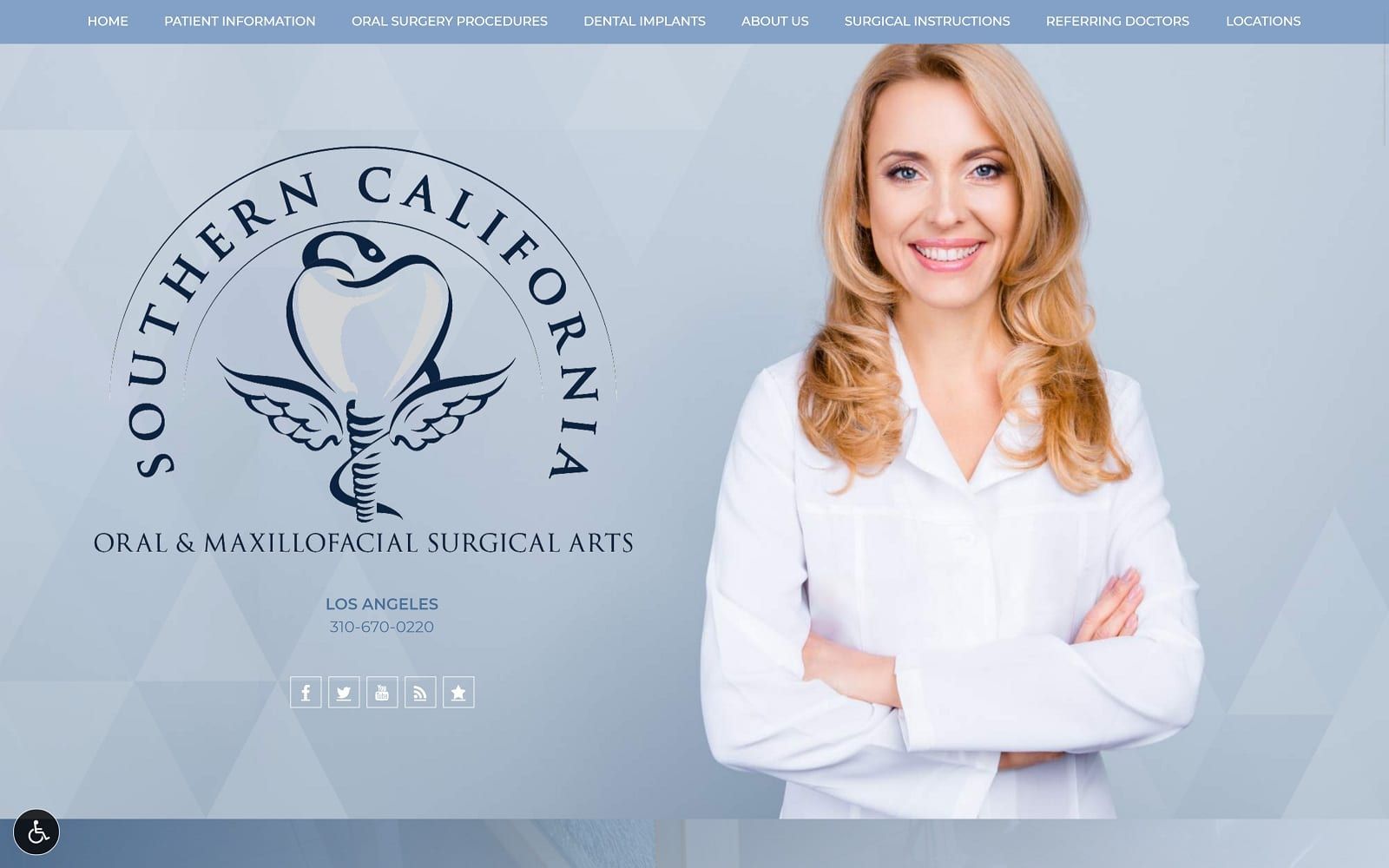 The Screenshot of Southern California Oral & Maxillofacial Surgical Arts droralsurgery.com Website 