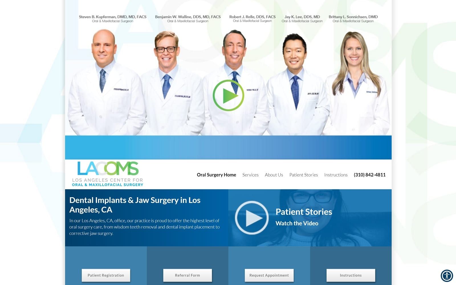 The Screenshot of Los Angeles Center for Oral and Maxillofacial Surgery, Dental Implants & Wisdom Teeth la-coms.com Website
