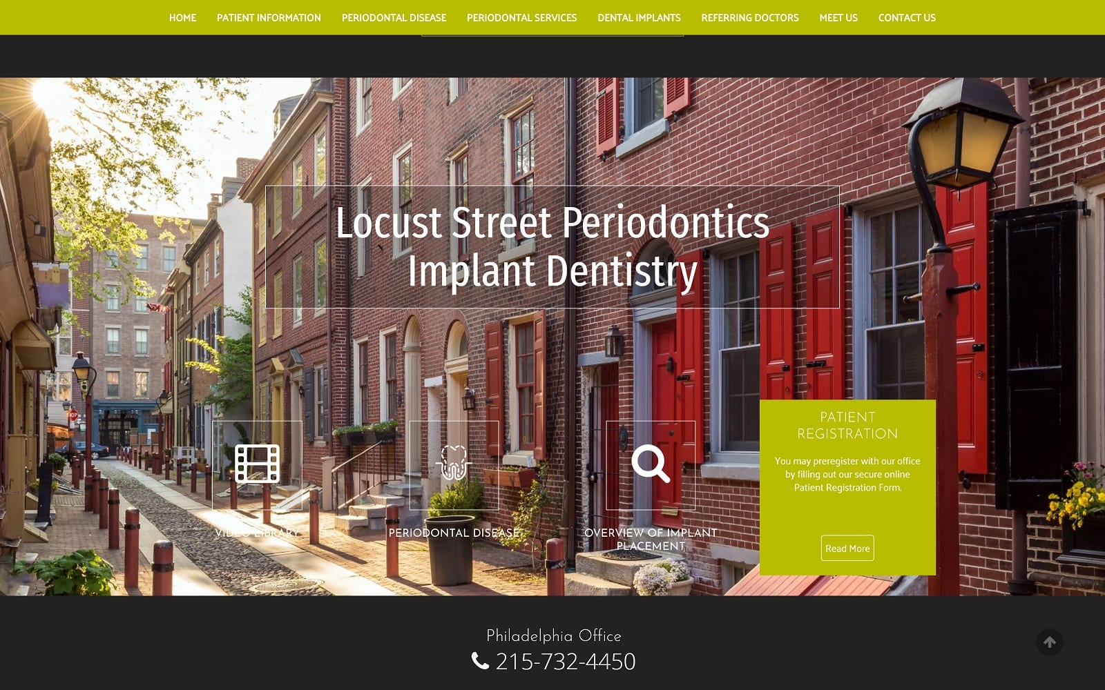 The Screenshot of Locust Street Periodontics Implant Dentistry locuststperioimplant.com Website