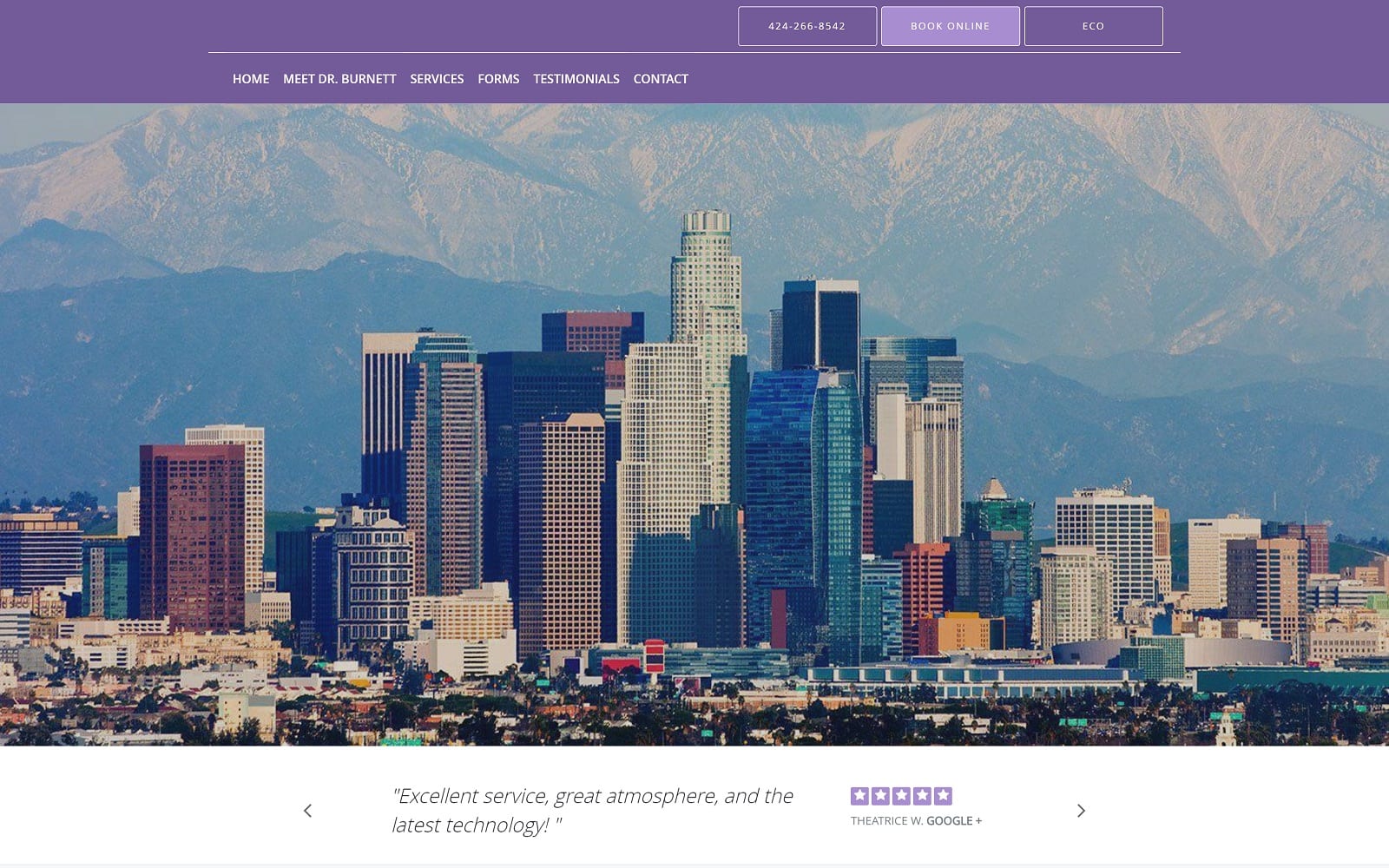 The Screenshot of Los Angeles Dental Arts: Theodore Burnett, DDS losangelesdentalarts.com Website
