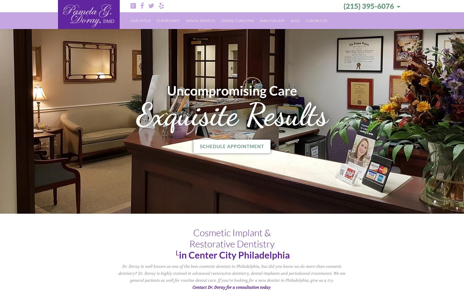 The screenshot of pamela g. Doray, dmd pamelagdoraydmd. Com website
