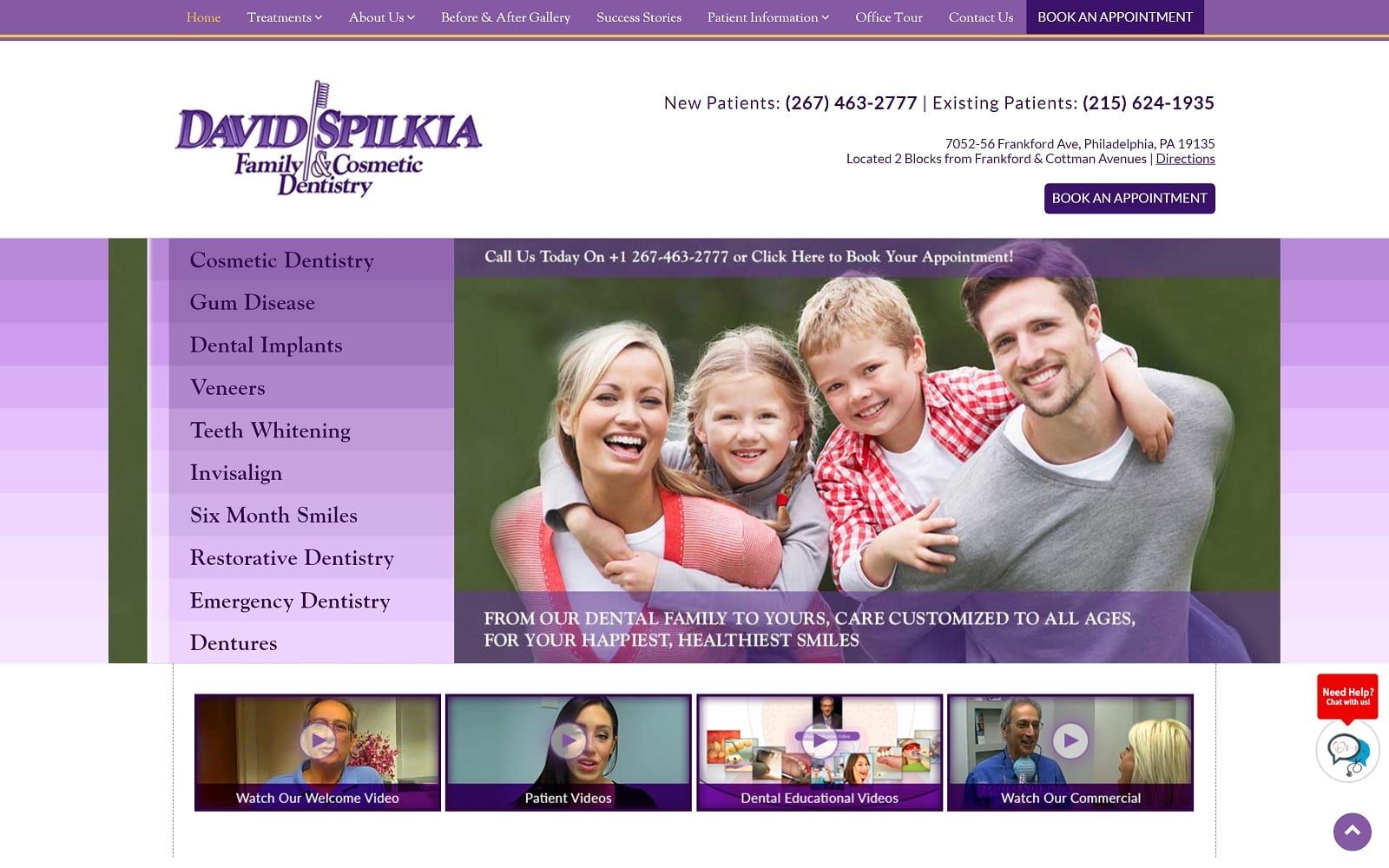 The Screenshot of David Spilkia Family and Cosmetic Dentistry spilkiadentistry.com Website