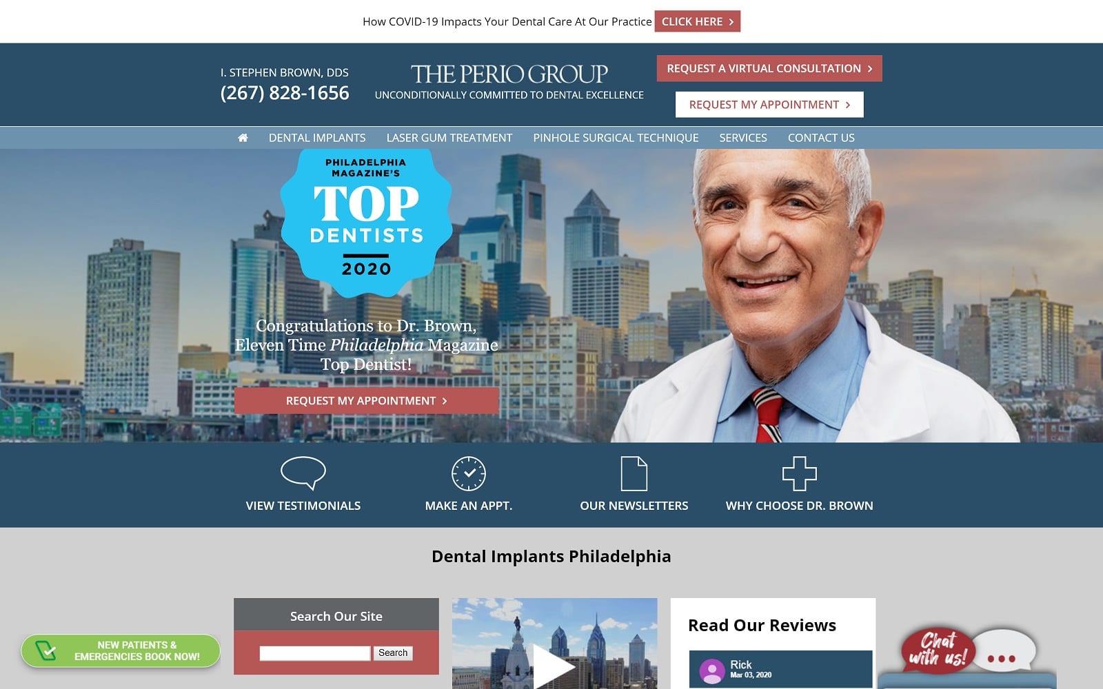 The Screenshot of The Perio Group theperiogroup.com Dr. Stephen Brown Website