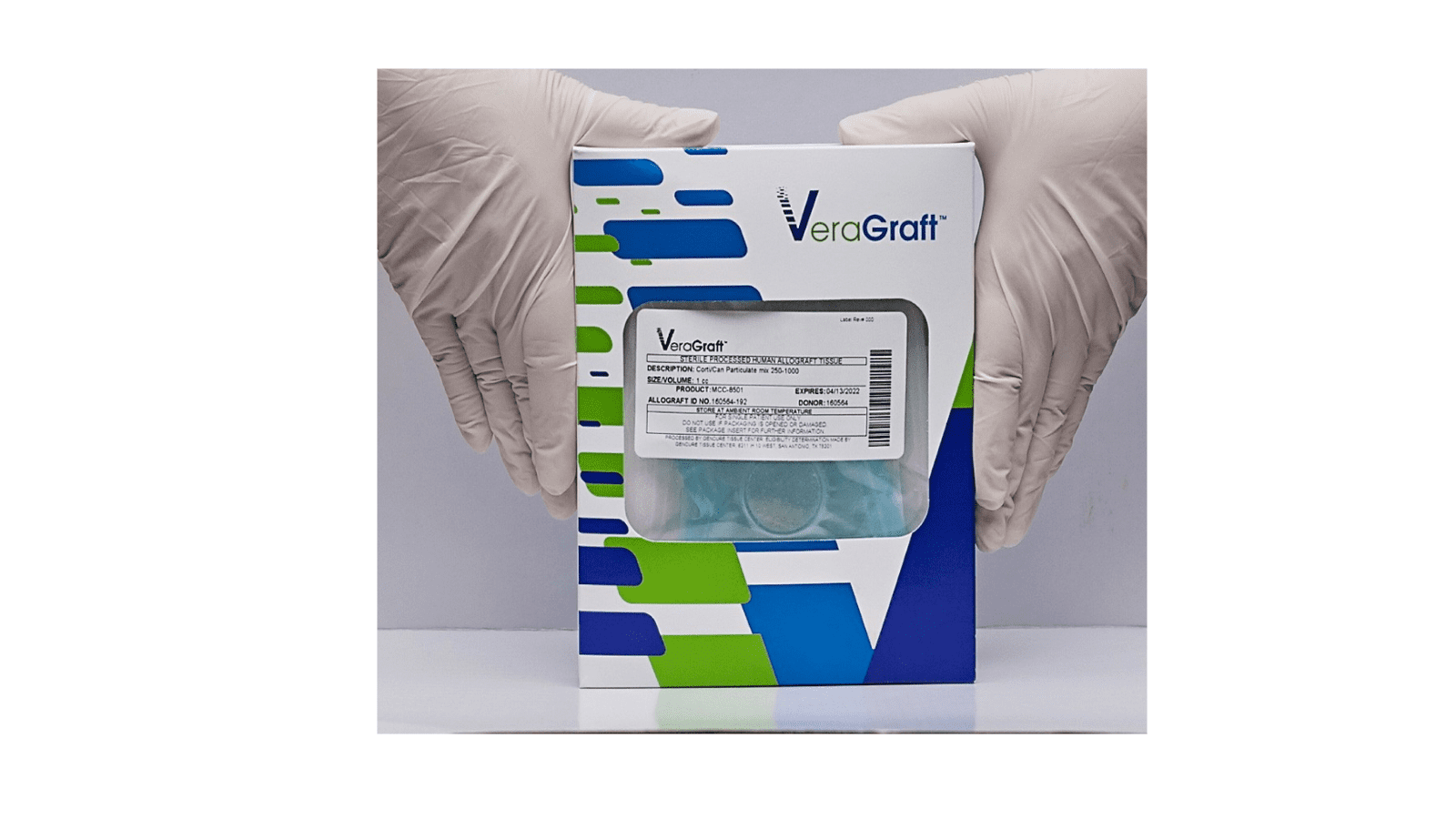 Veragraft bone granules packaging