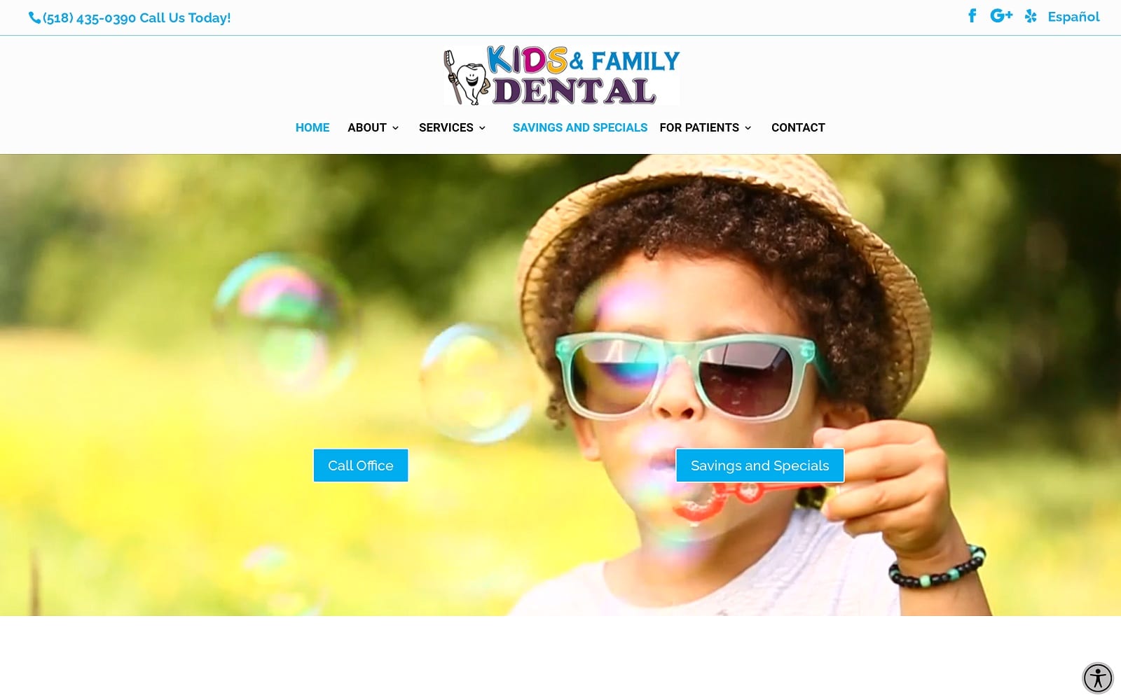 The screenshot of kids & family dental kidsandfamilydental. Com website
