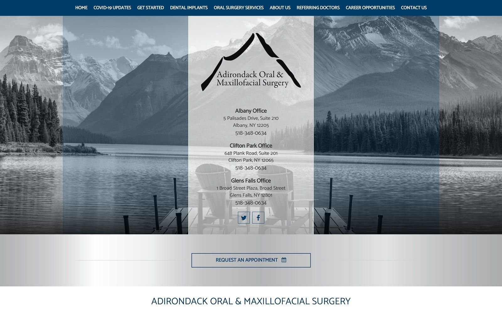 The Screenshot of Adirondack Oral & Maxillofacial Surgery adirondackoralsurgery.com Website