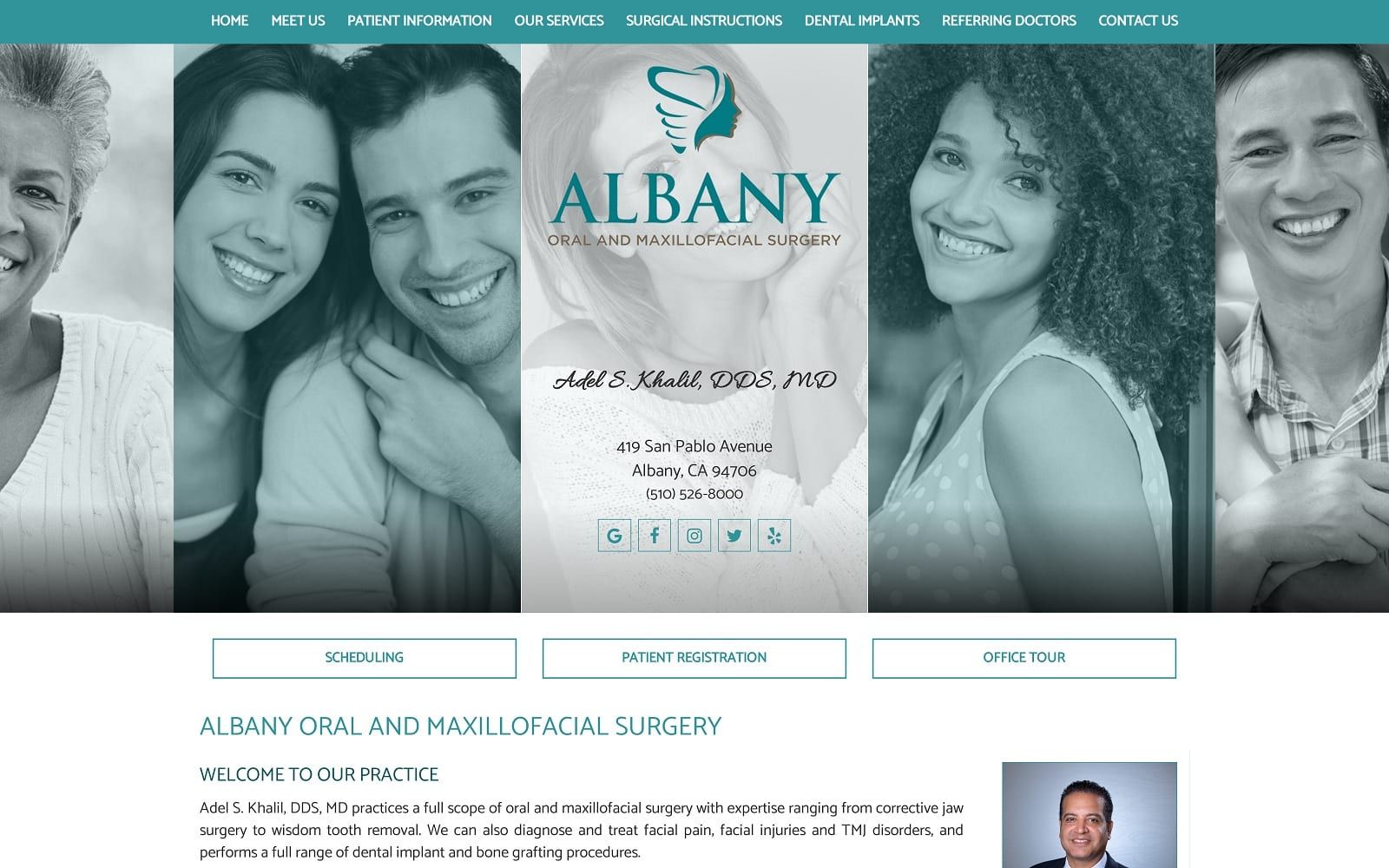 The Screenshot of Albany Oral and Maxillofacial Surgery albanyoms.com Dr. Adel S. Khalil Website