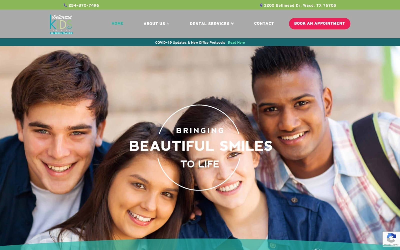 The Screenshot of Bellmead Kids Dentistry bellmeadsmiles.com Website 