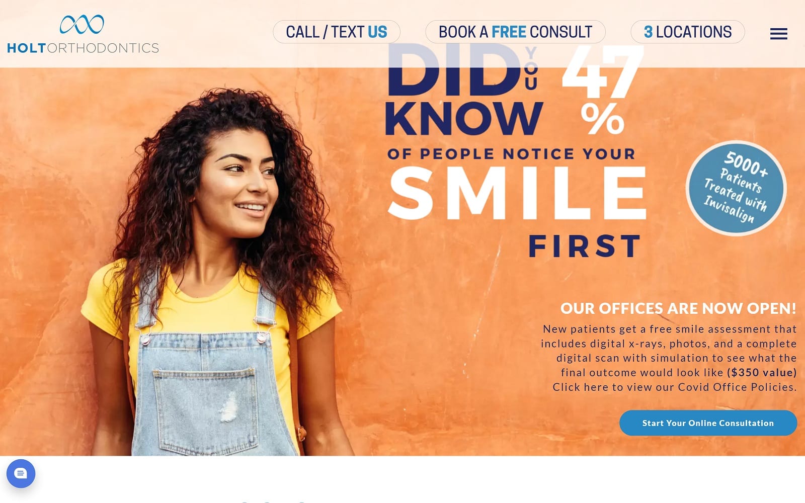 The screenshot of holt orthodontics dr. Mark holt website