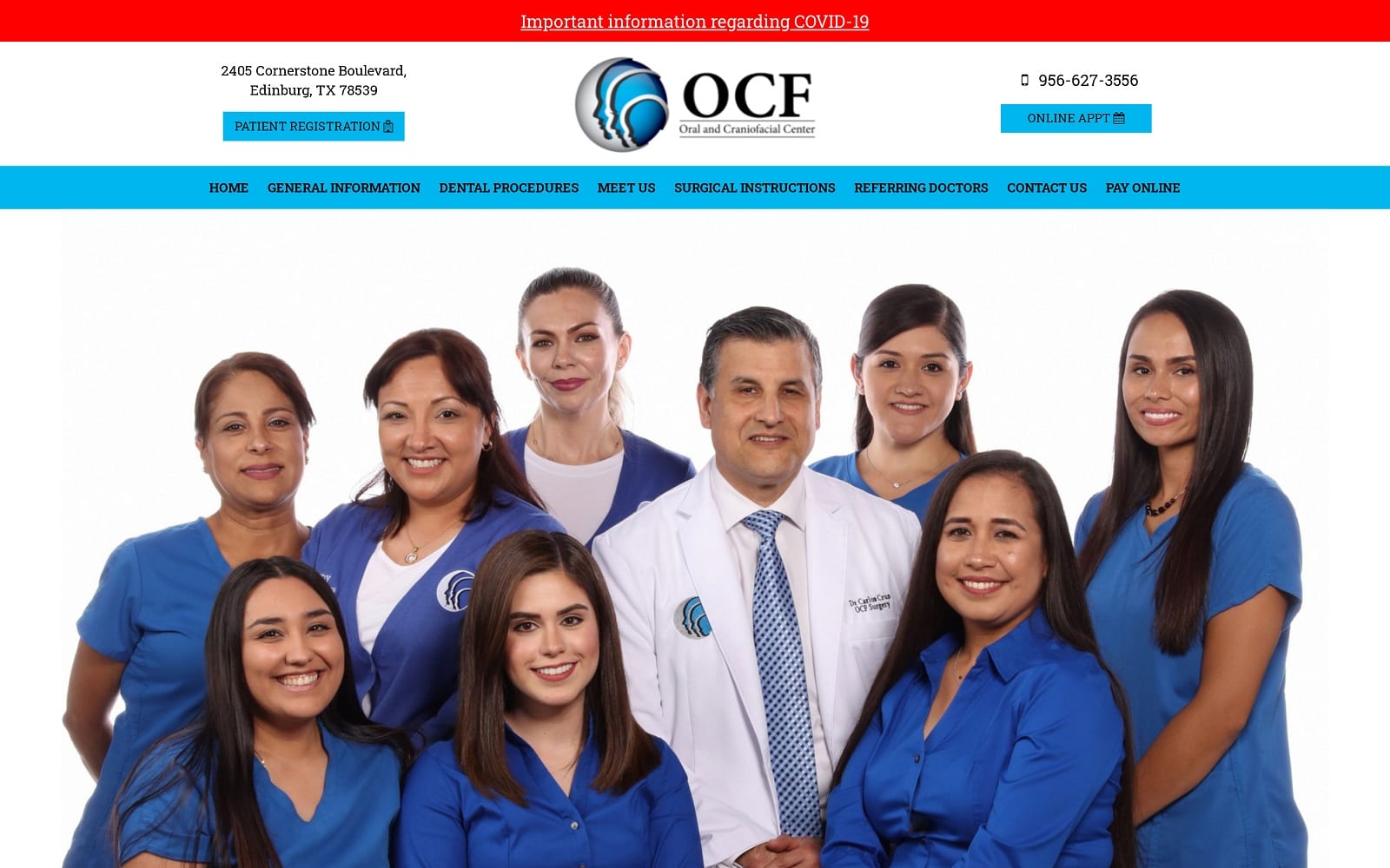 The Screenshot of Oral & Craniofacial Center PLLC: Carlos Cruz, DDS drcruzoms.com Website
