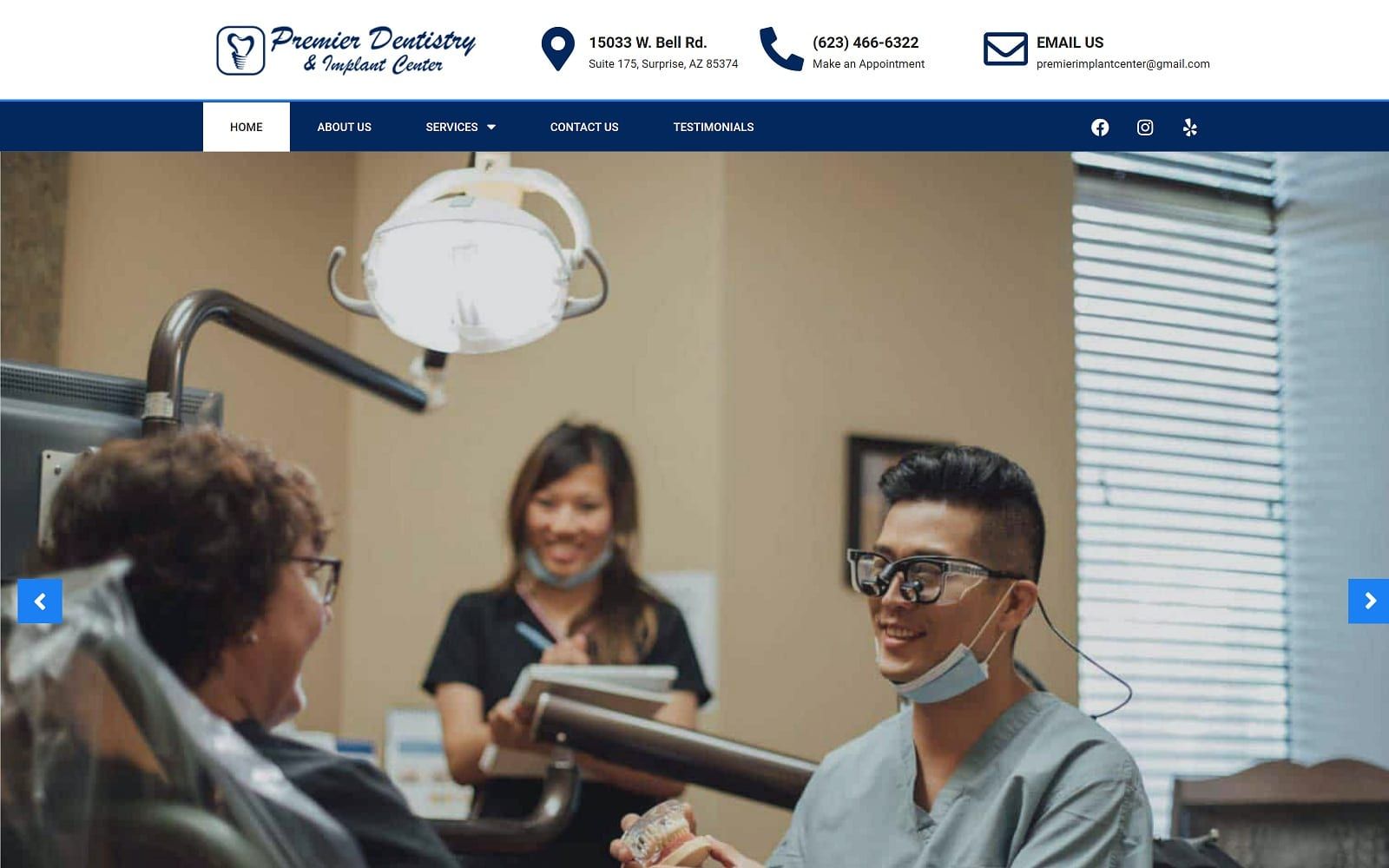 The Screenshot of Premier Dentistry & Implant Center drkang.com Website